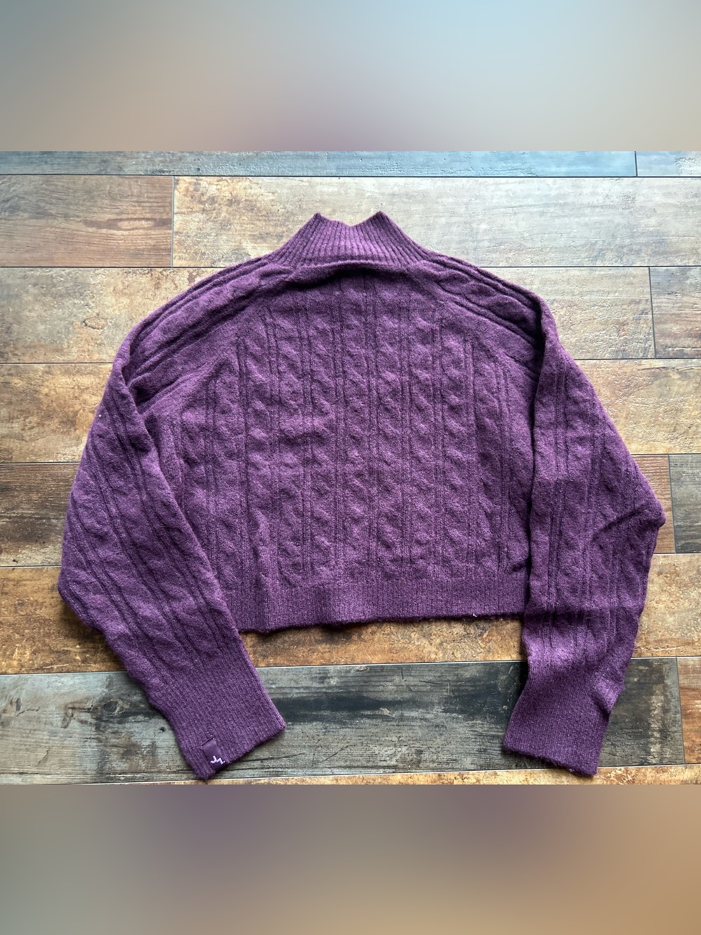 JoyLab Plum Cable-Knit Mock Neck Sweater XS - Picture 2 of 3